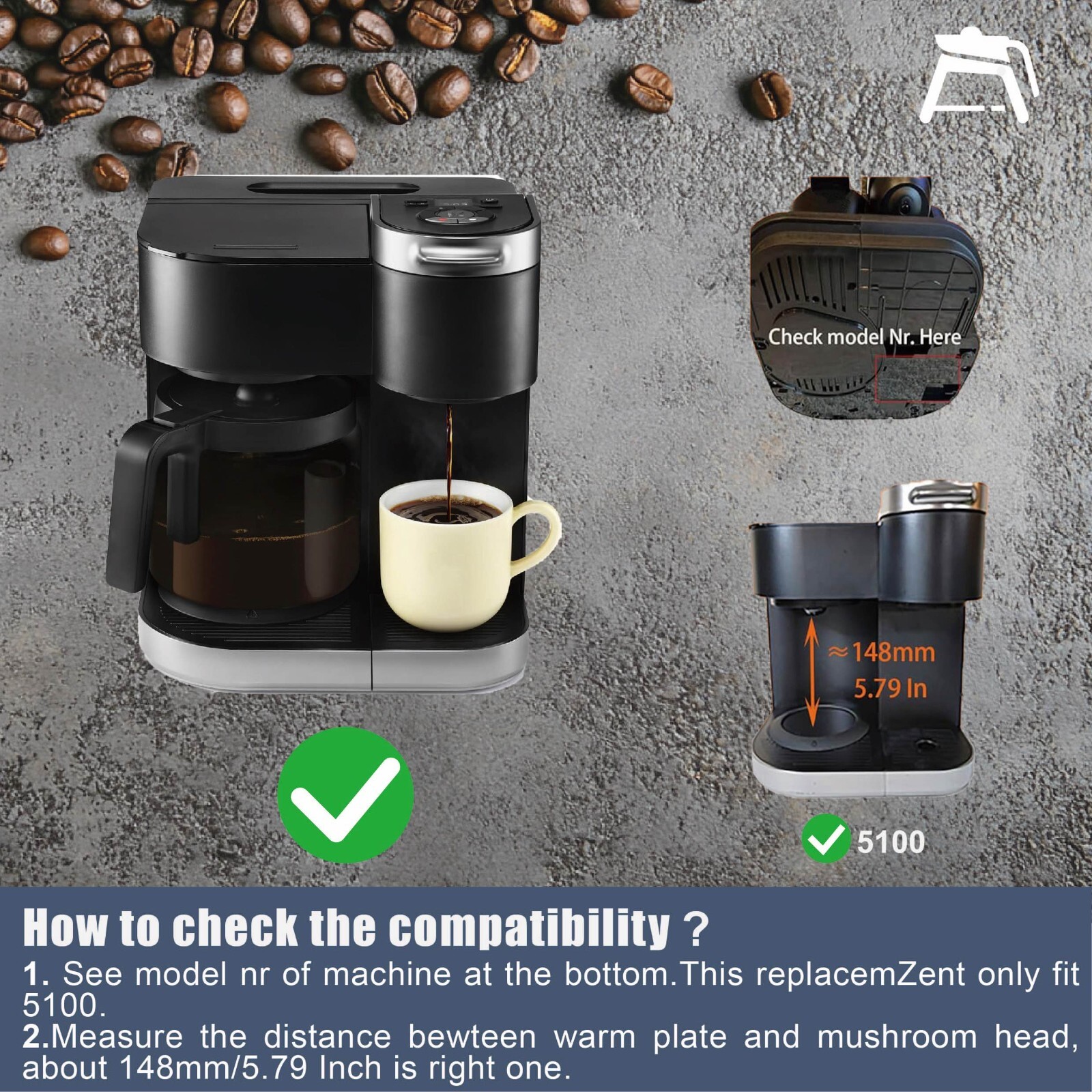Replacement for KEURIG K-DUO Single Serve 12 Cups Coffee Carafe 5100