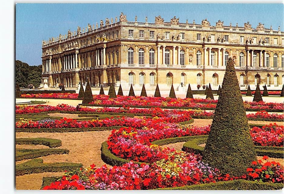 Postcard Flower Beds Palace of Versailles in France