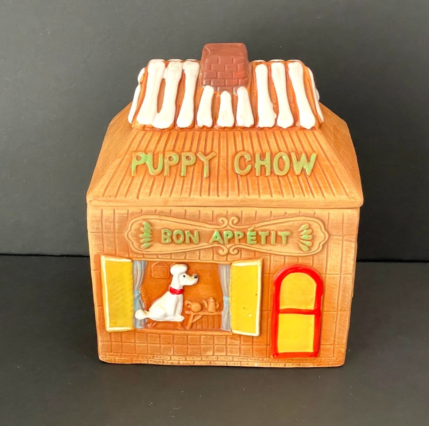 Puppy Chow Ceramic Dog Treat Jar Bon Appétit House Design Storage Container