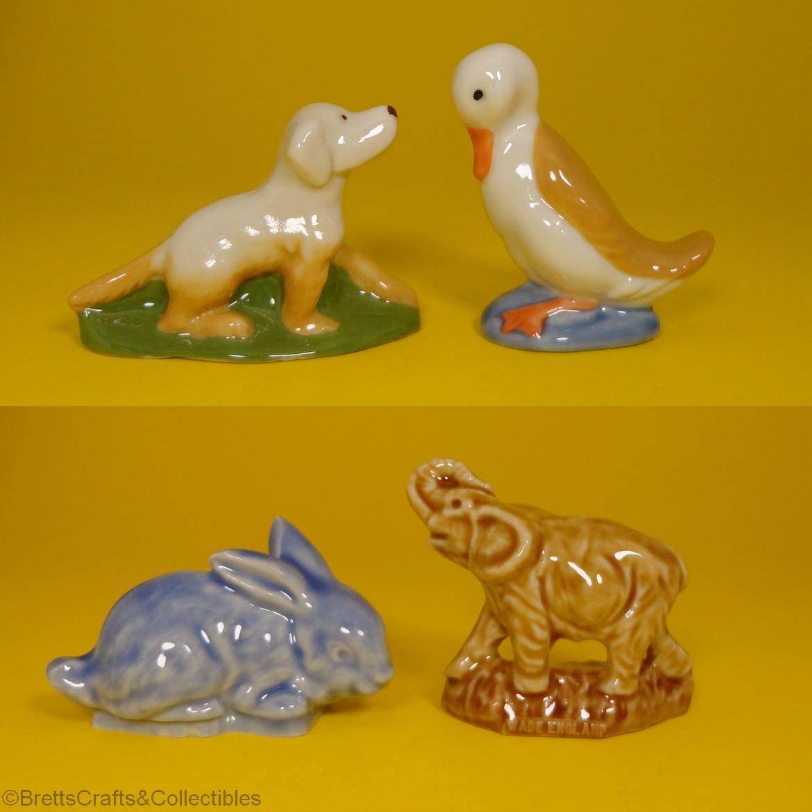 Wade Whimsies – Golden Retriever Pup / Farm Duck / Rabbit / Elephant- Combo Pack