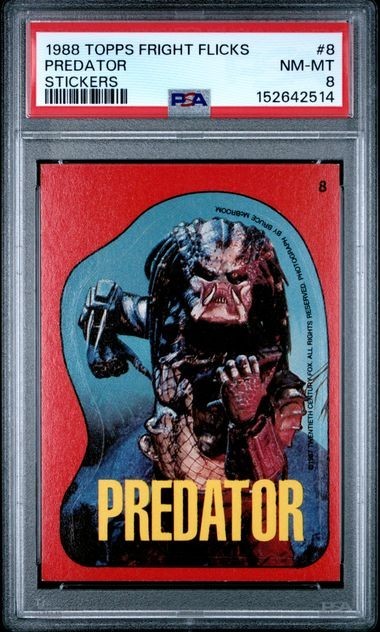1988 TOPPS FRIGHT FLICKS PREDATOR STICKER #8 NM-MT PSA 8