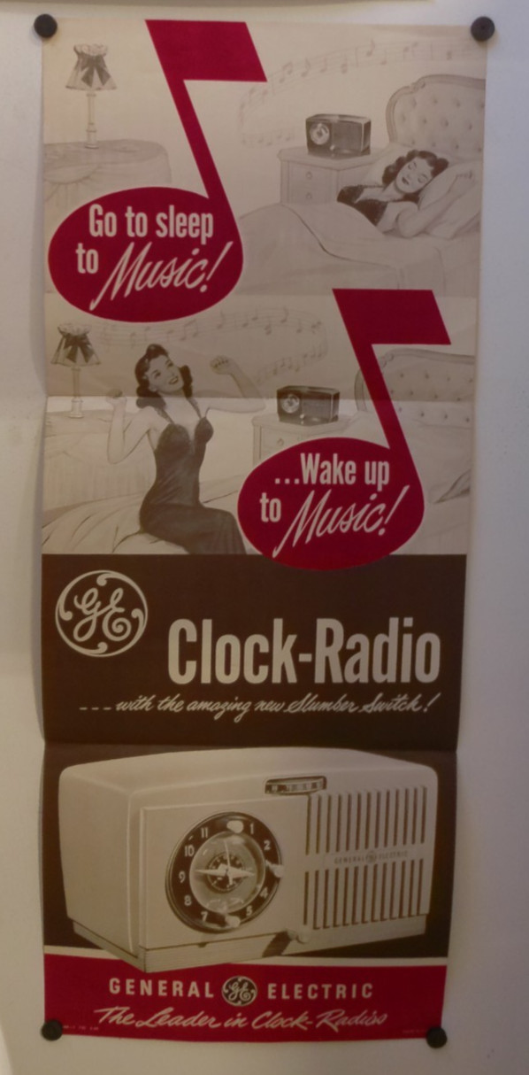 RARE Vintage 1940’s General Electric Clock Radio Advertisement/Poster