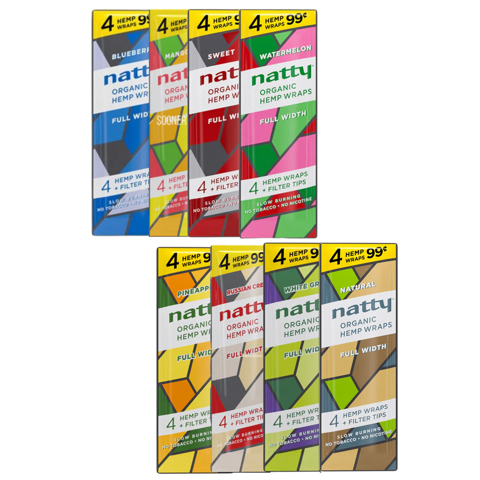 Natty Wraps – Full Width Wraps – Variety Pack 8 Flavors (8/4ct – 32 Total!)