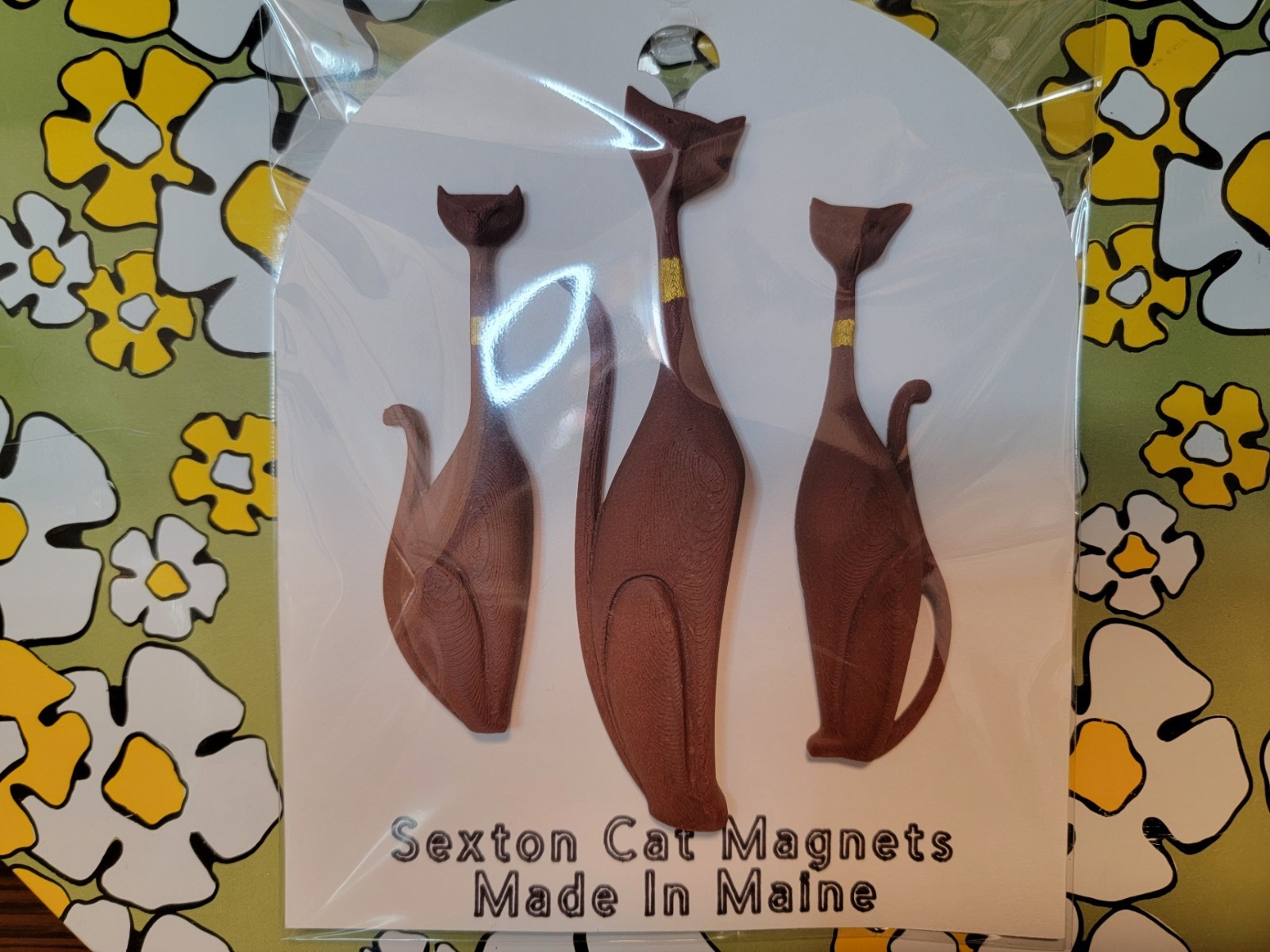 Sexton Cats Magnets – Teak Wood – Mid-Century Modern MCM Atomic Retro