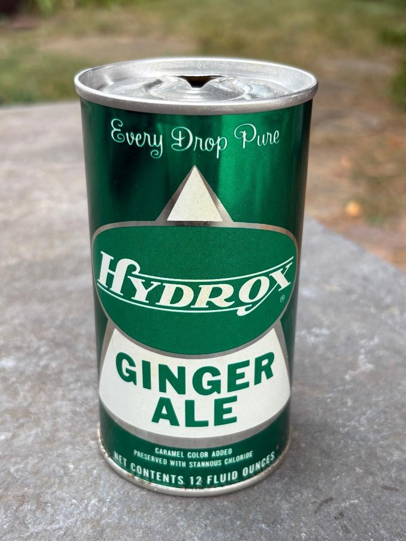 Hydrox Ginger Ale Soda Can – EMPTY 12oz, 1960’s Fan Tab CAN, Chicago ILL. 60638