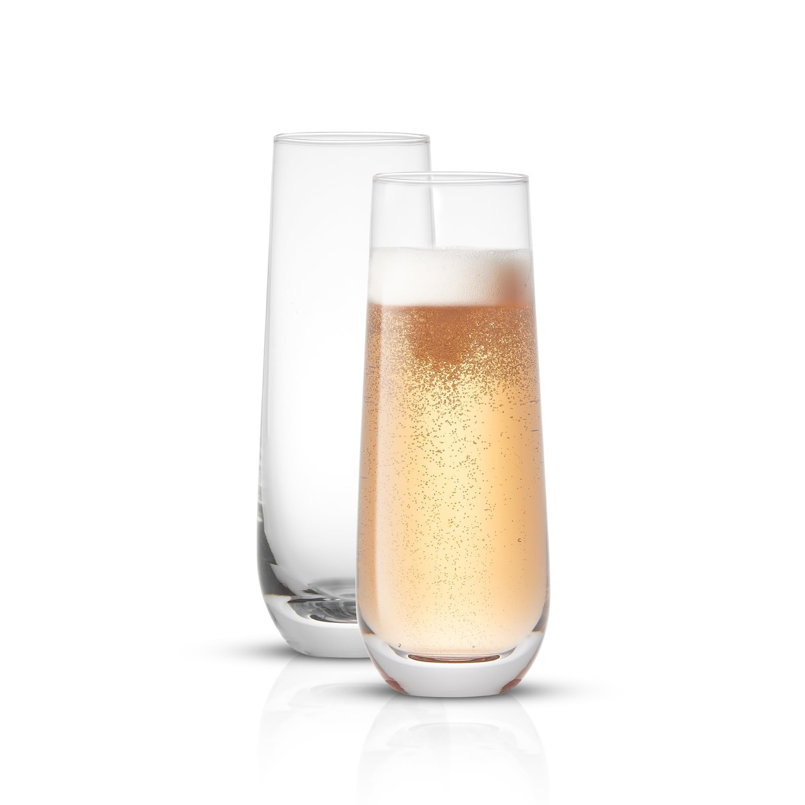 Joyjolt Milo Stemless Champagne Flutes Set Of 8 Crystal Glasses. 9.5Oz Prosecco