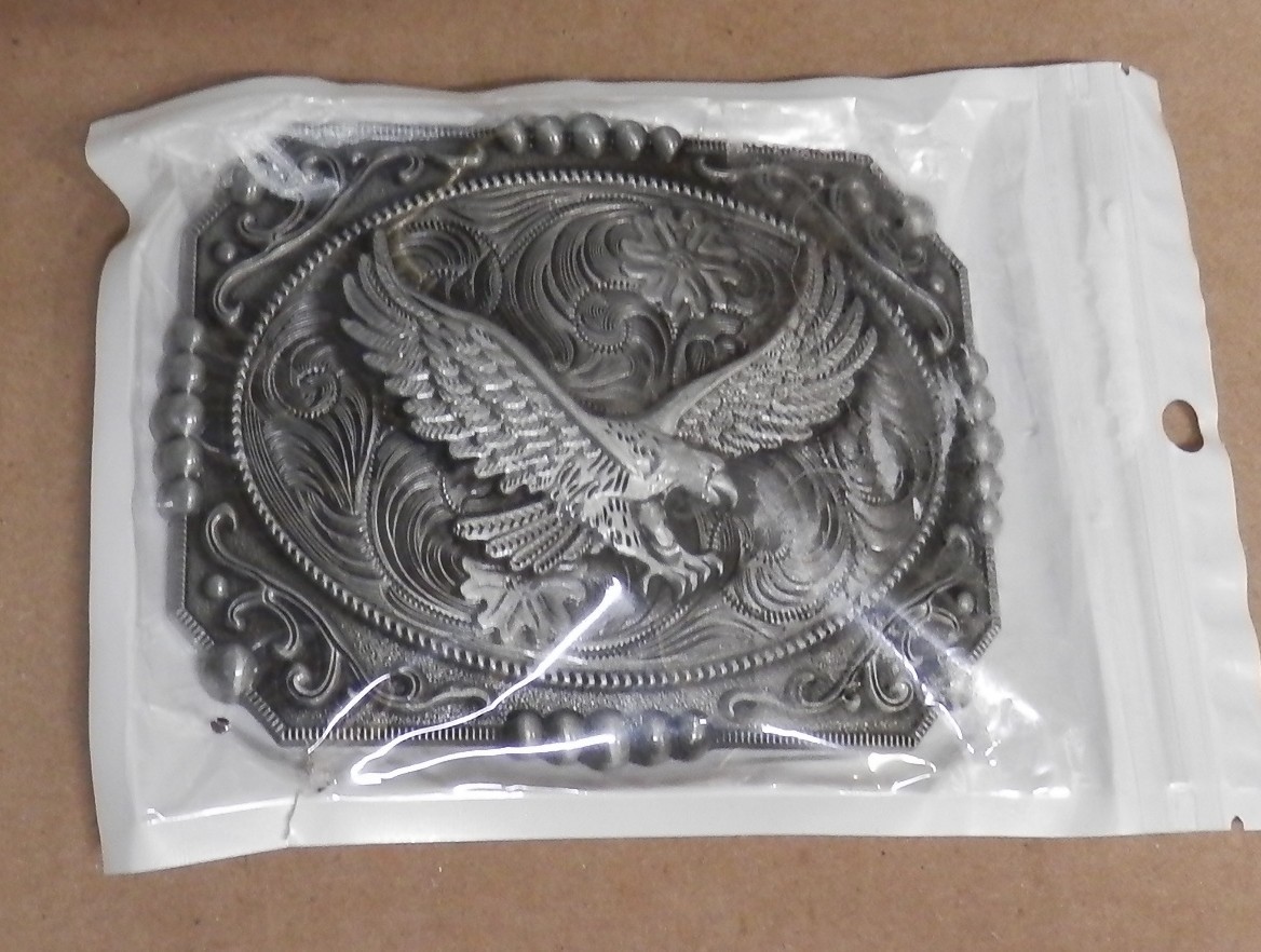 Western Americana Eagle Belt Buckle Ornate Silver Tone