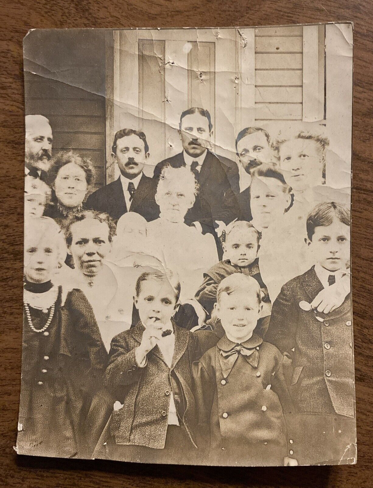 Early 1900s Family Women Men Children Boys Girls Mustaches Original Photo P12d18