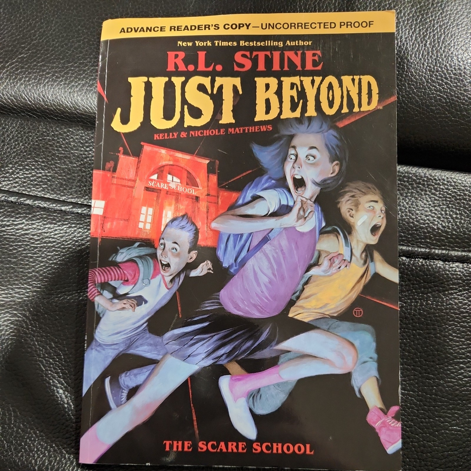 R.L. Stine SIGNED Goosebumps Just Beyond The Scare School uncorrected proof auto