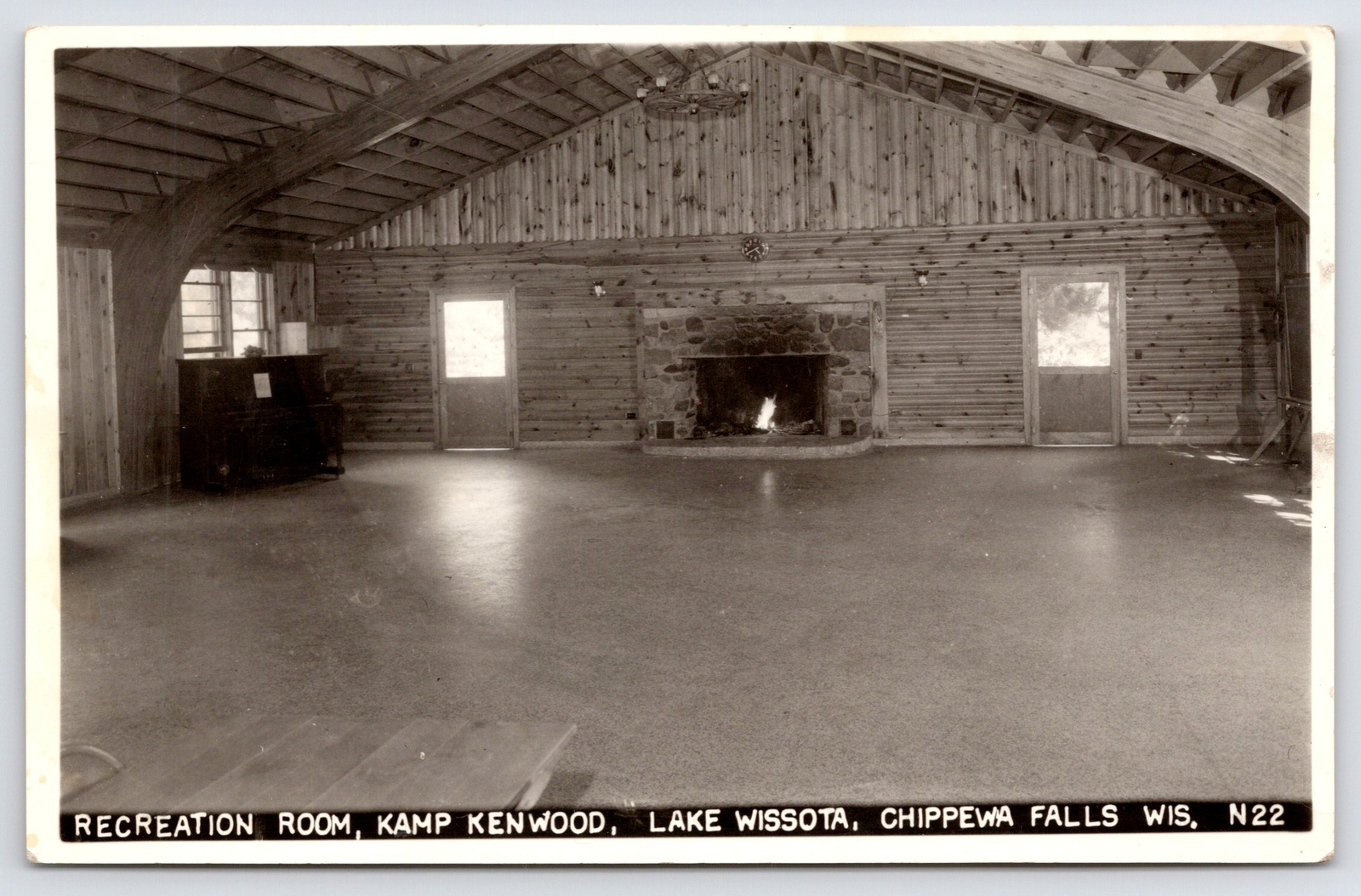 Chippewa Falls WI Dining Room & Kitchen~Kamp Kenwood @ Lake Wissota~RPPC 1950