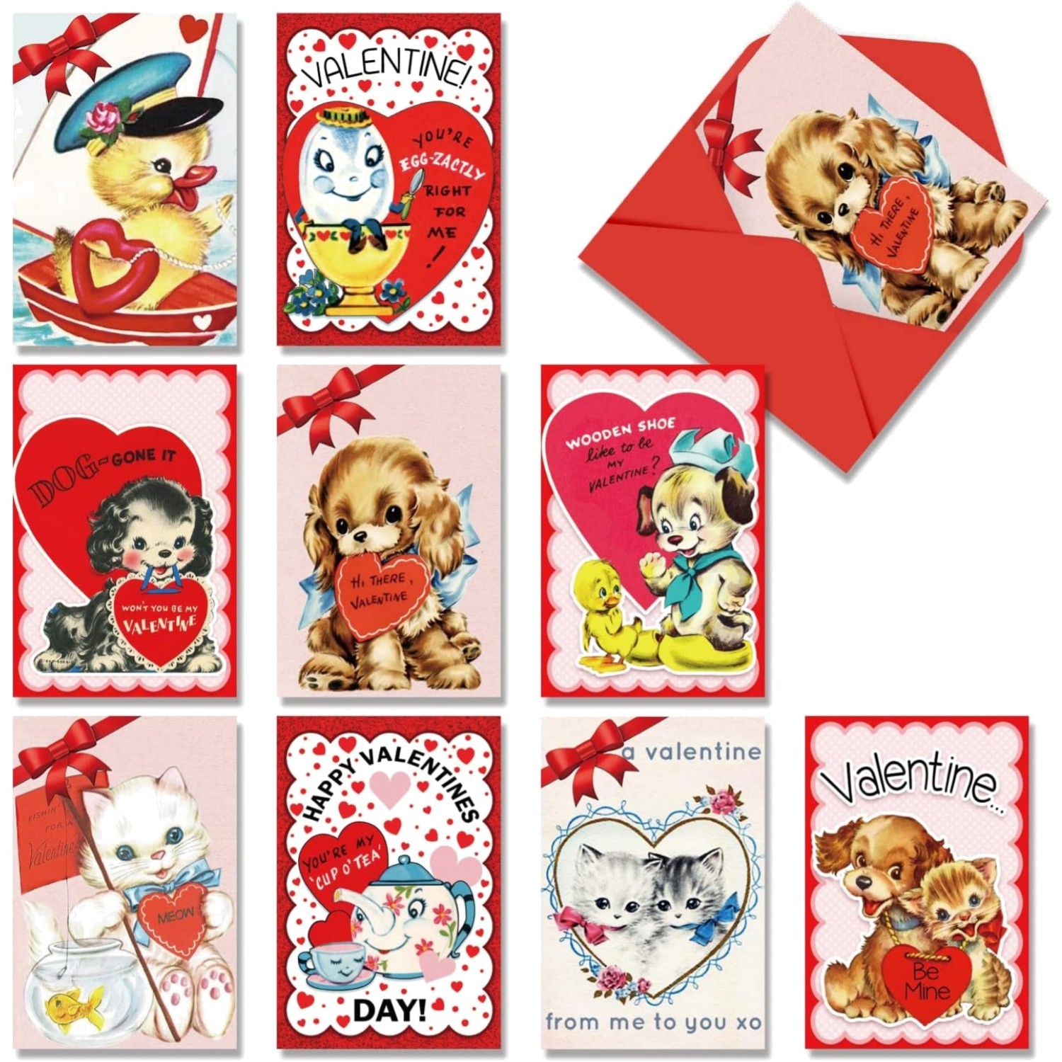 ​27 Pcs Vintage Valentine’S Cards Animal Valentine’S Day Greeting Cards Colorful
