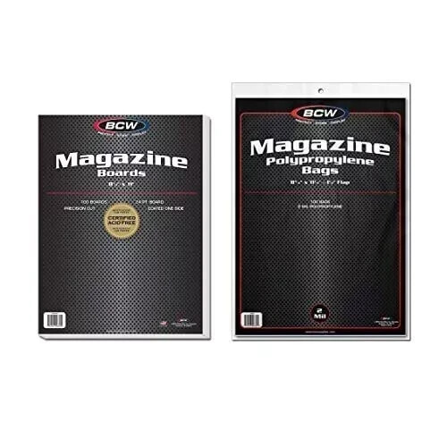 (50 pack) BCW Magazine Bags And Boards Acid Free – Archival Magazine Storage