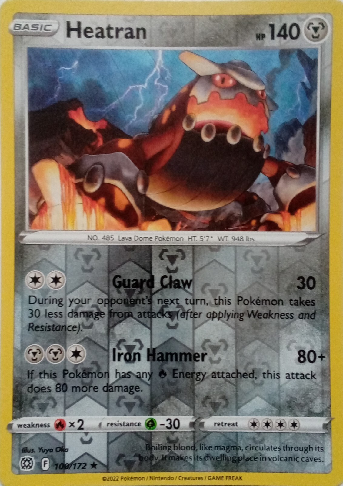 100/172 HEATRAN REVERSE HOLO BRILLIANT STARS POKEMON CARD