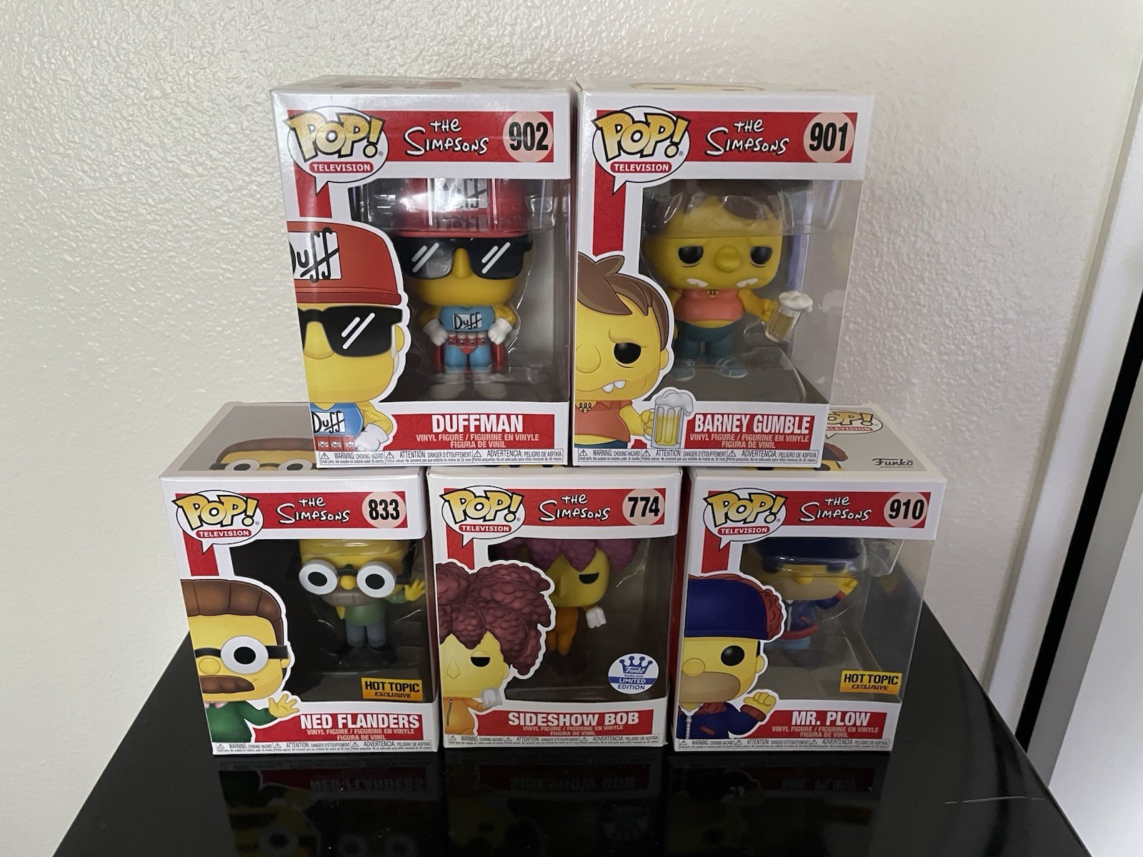 Funko Pop Simpsons-Lot Of 5! Mr Plow 910, Barney 901,Ned 833, Bob 774 Duffman902