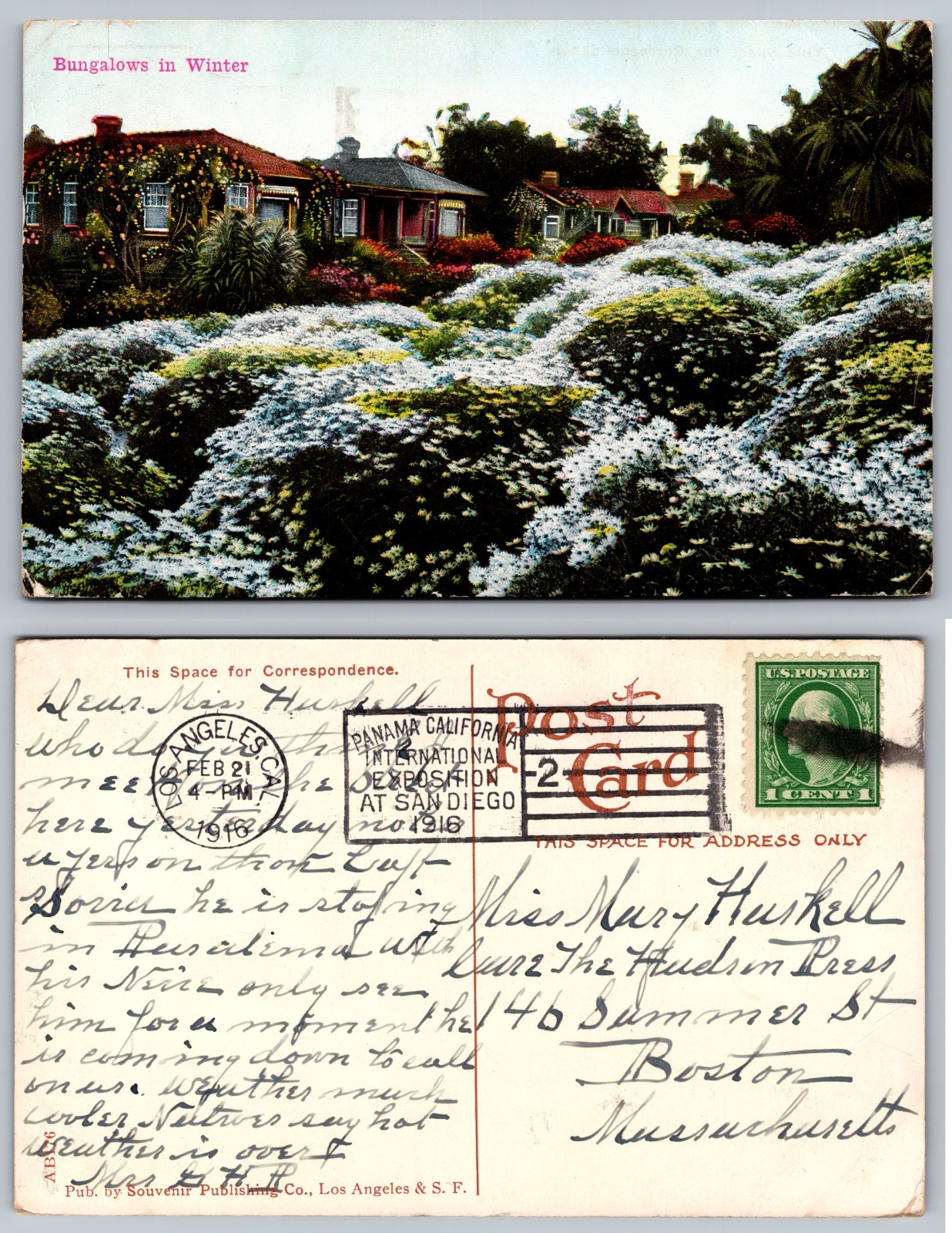 Bungalows In Winter Garden Landscape Postcard