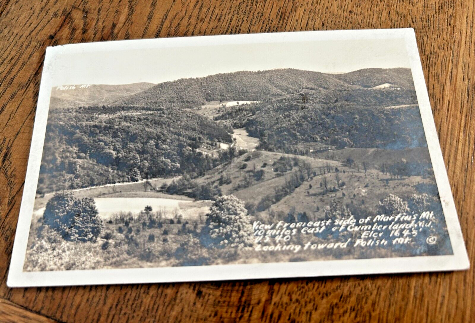View from East side of Martin’s Mt near Cumberland Maryland Looking to Polish Mt