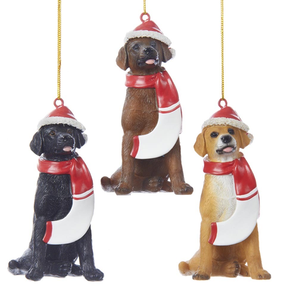 Black Labrador Resin Santa Ornament 3.9 Inches