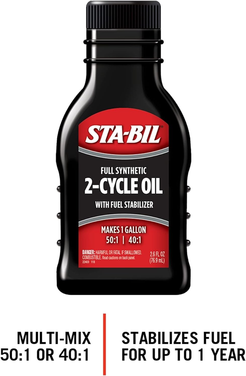 Efficient Full Synthetic 2-Cycle Oil – Guarantees 12- Protection, 2.6 oz