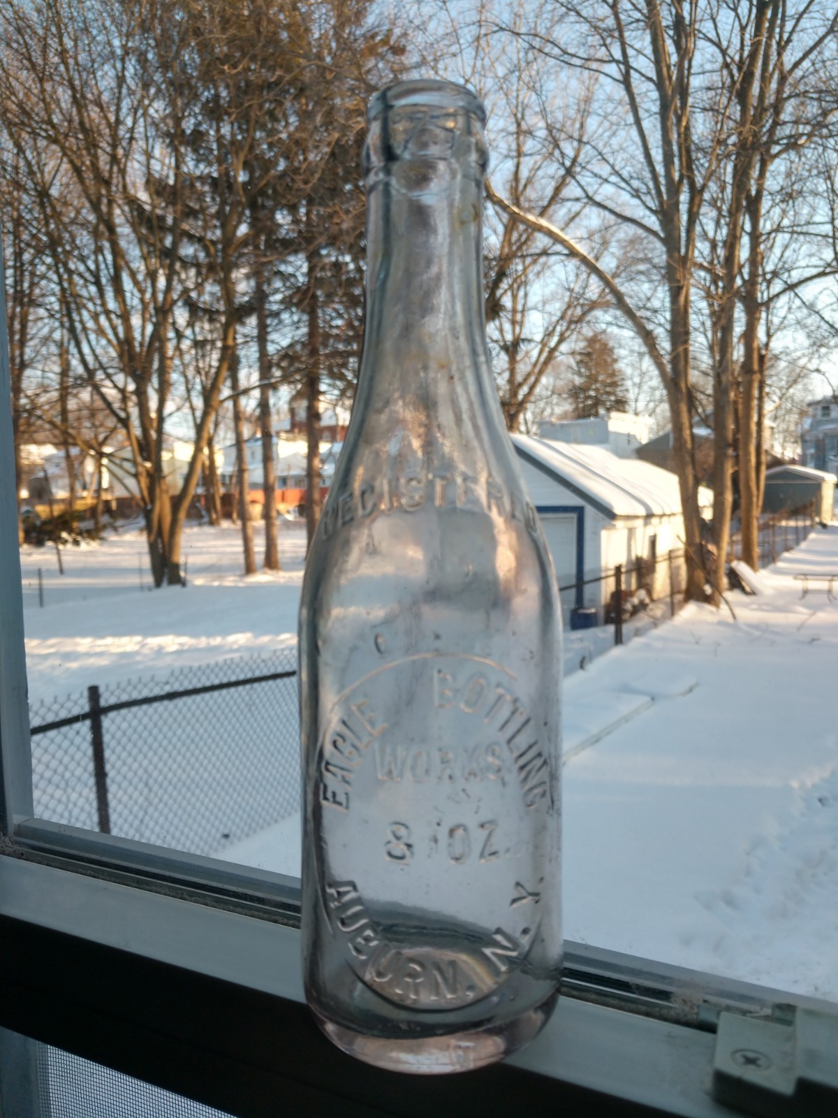 Eagle Bottling Works Auburn NY Clear Soda Bottle 8oz