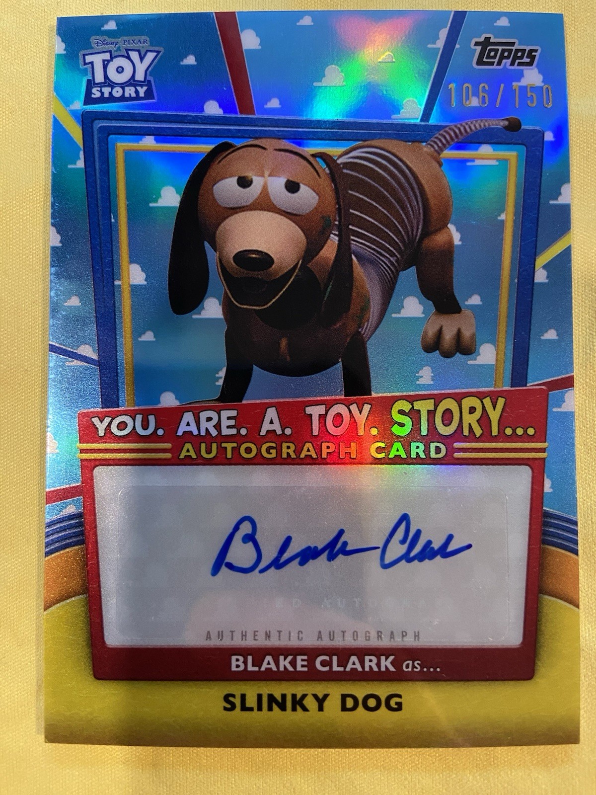 2025 Topps 30 Years of Toy Story Blake Clark as Slinky Dog Auto Blue Sky # /150