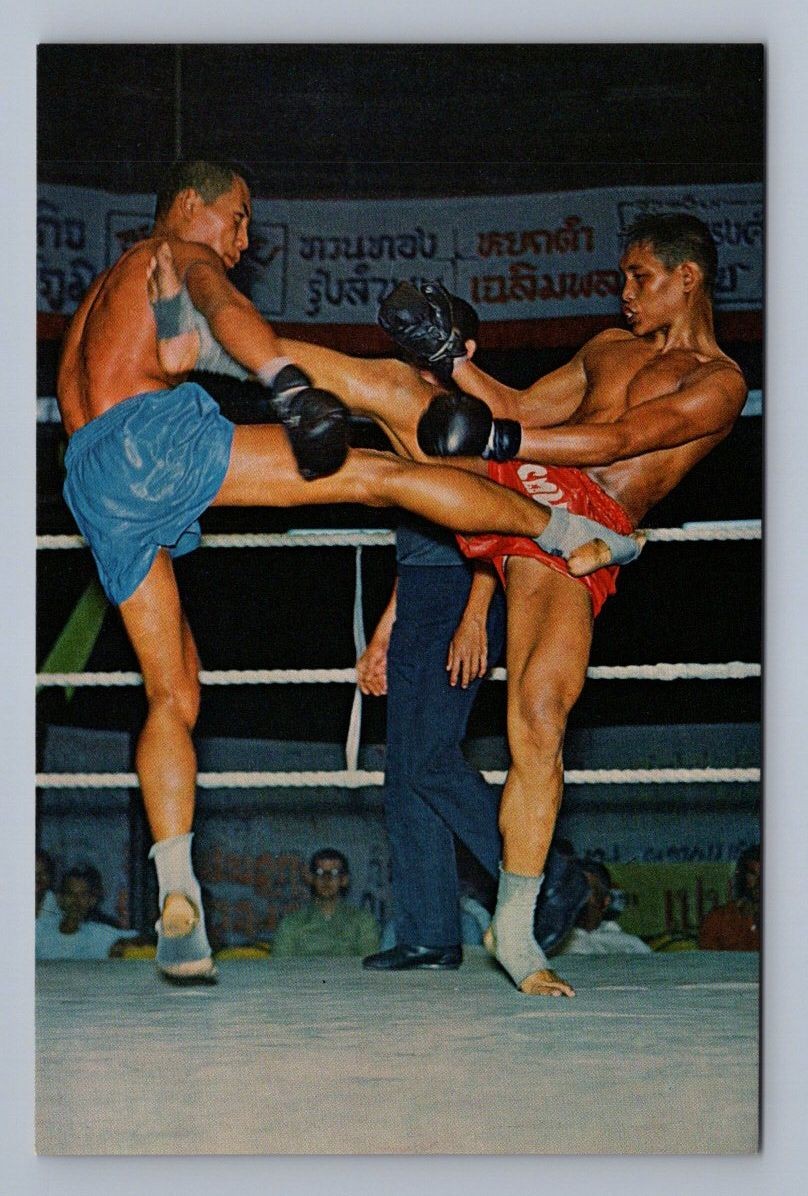 Vintage Turkiye Postcard BANGKOK Thai Boxing Muay Thai 1960s