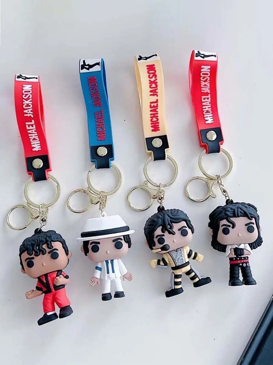 Michael Jackson Keychain King of Dance Mini Idol Figure Key Ring Toy Collectible