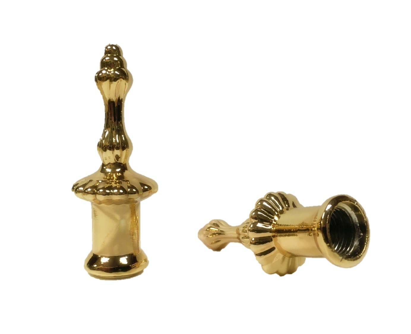 Lamp Finial-Pair of 2″ Polished Brass Finish PILLAR finials-Dual Thread