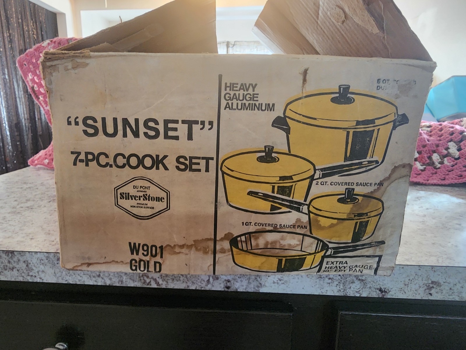 Vintage Kitchen Delight Cookware “Sunset” Yellow Aluminum 7-Piece Set USA RARE