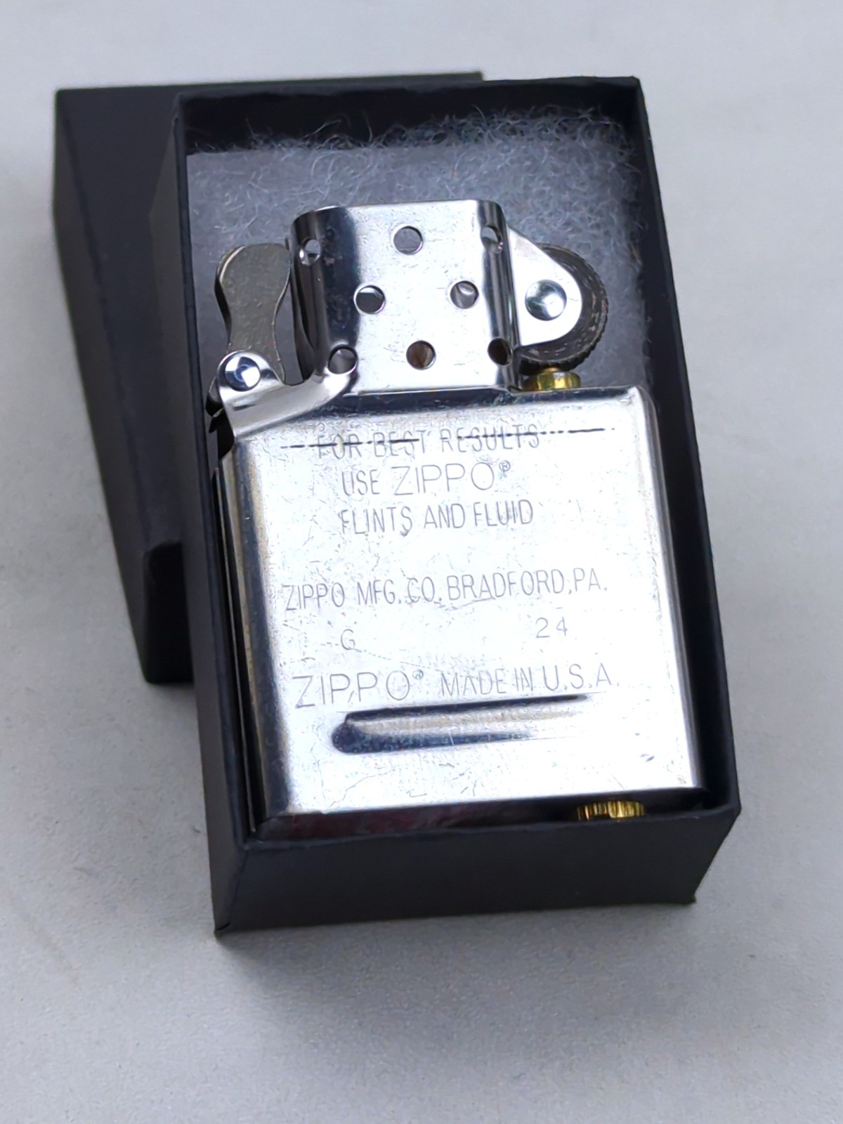 ZIPPO Lighter Insert, CHROME Plated REPLACEMENT (No Outer Case), Year 2024, NEW