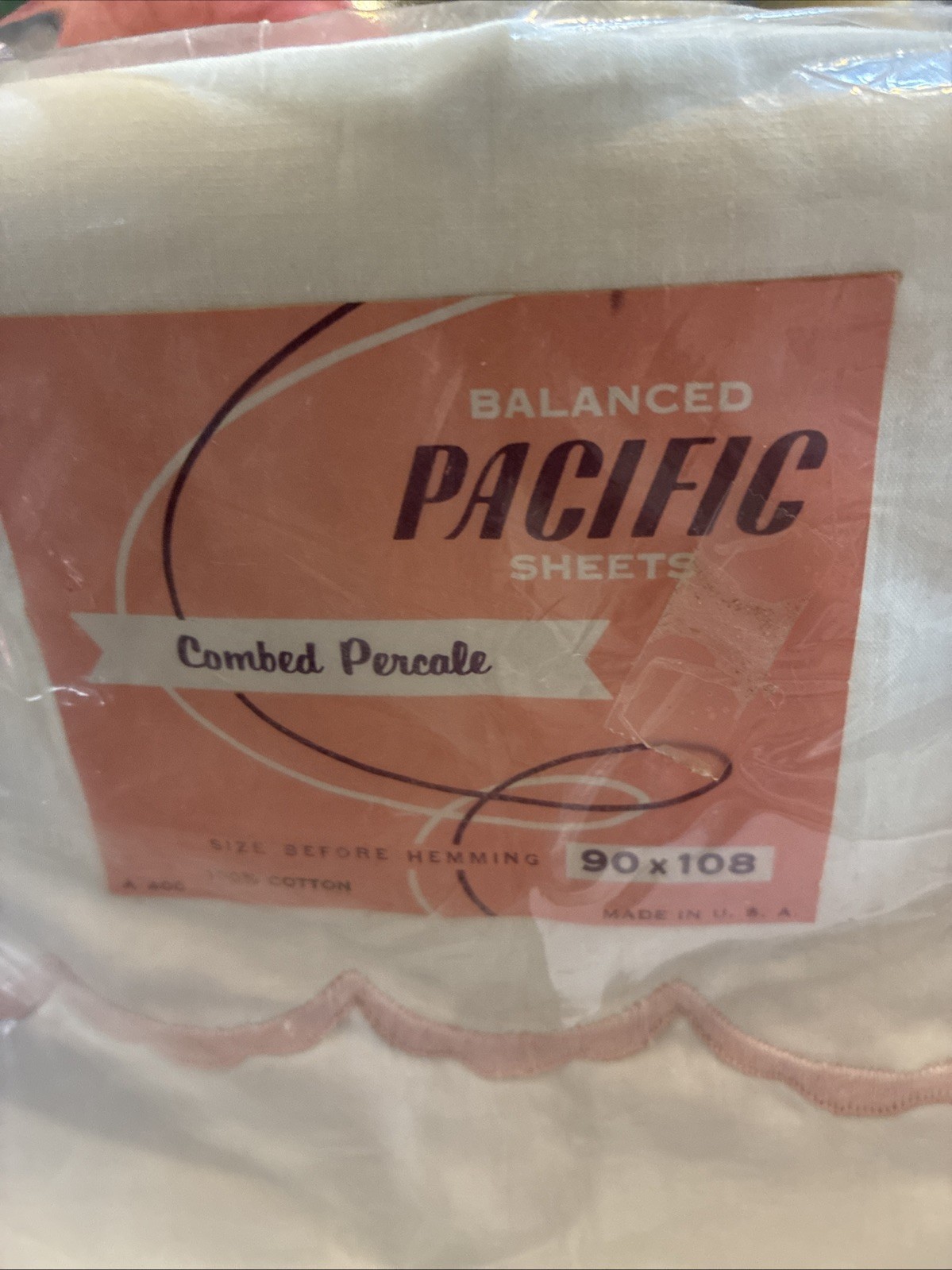 Vtg Balanced Pacific Flat Sheet 100% Cotton Percale Full/Queen New Old Stock USA