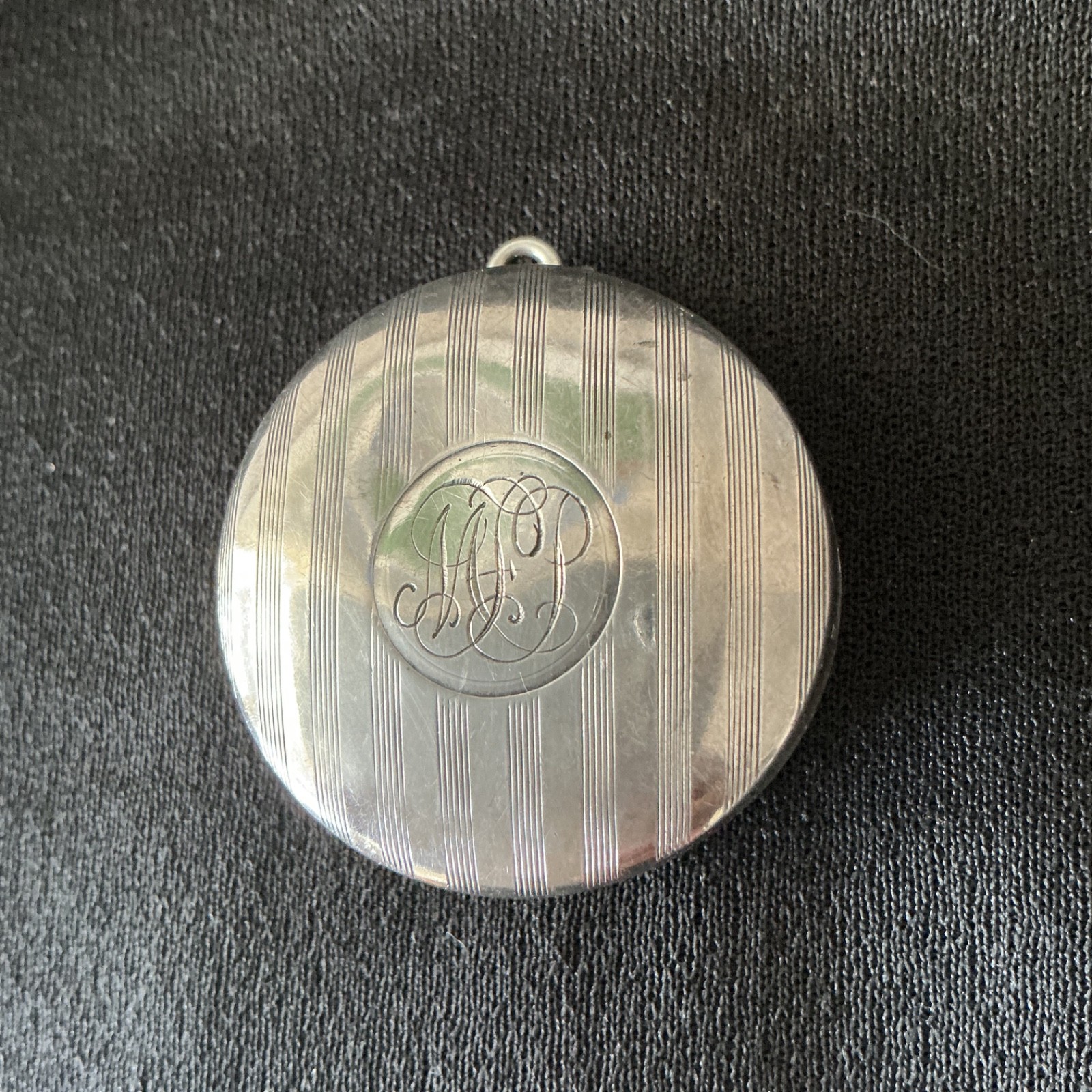 Antique Sterling Silver Hinged Pill Snuff Trinket Box with Mirror 19.7 g Vtg MH