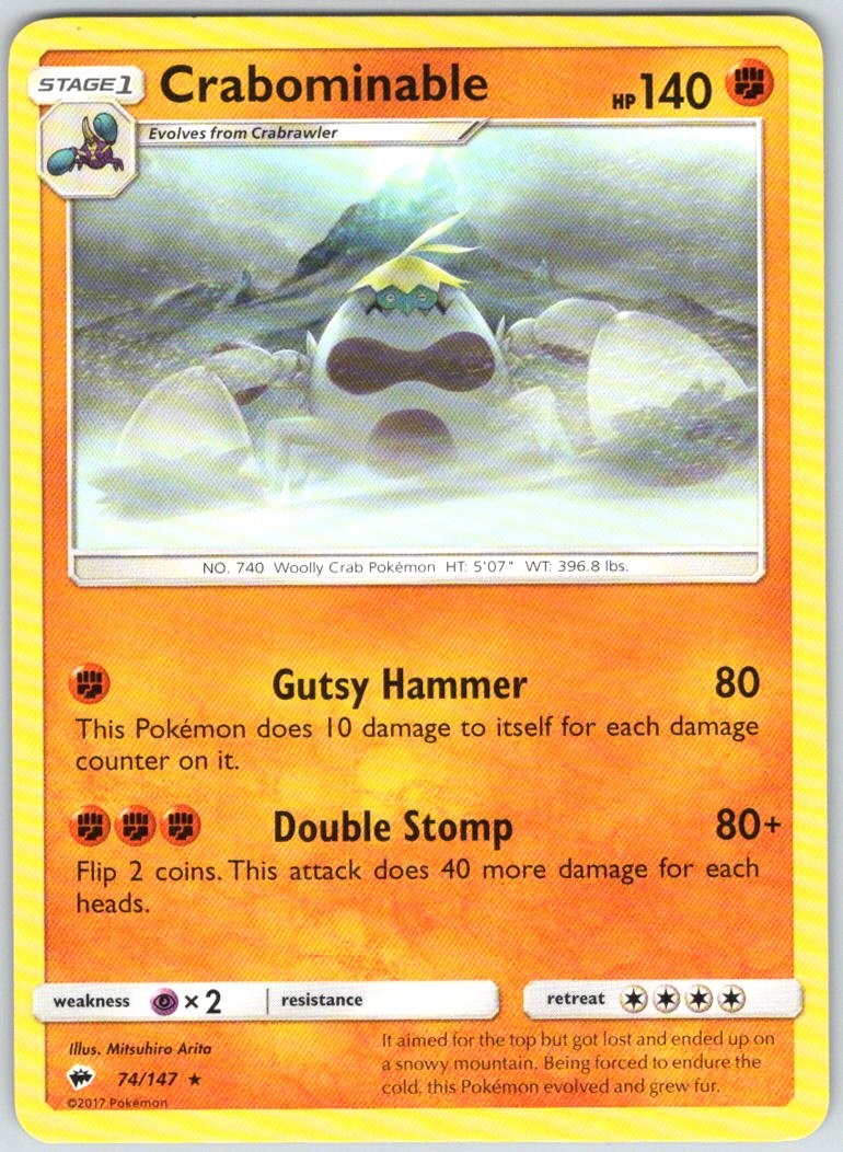 Crabominable 74/147 Rare Burning Shadows Pokemon NM