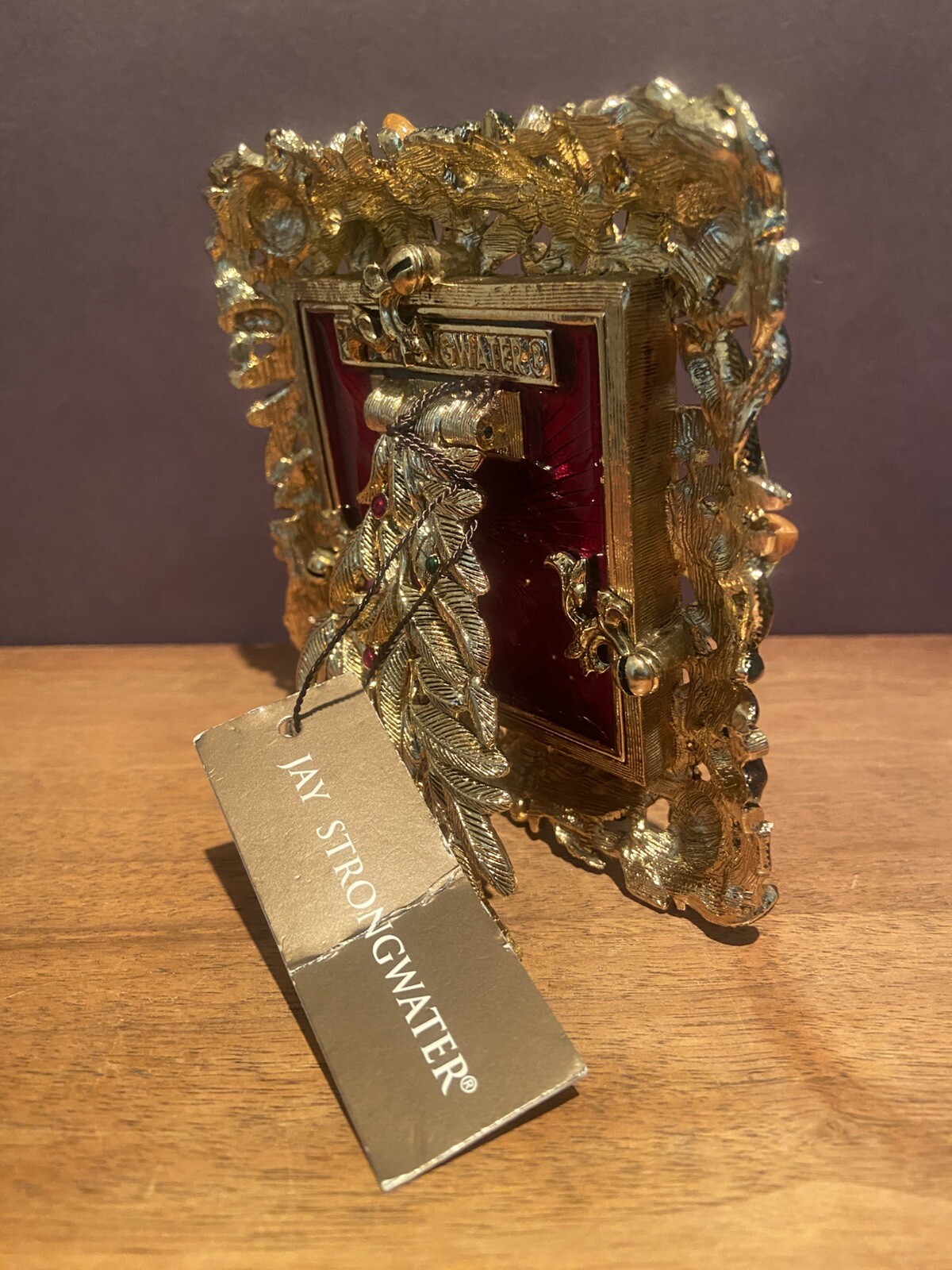 JAY STRONGWATER FRAME “CHRISTABELLE” CHRISTMAS-ORNAMENTS TREE HOLLY BEJEWELED