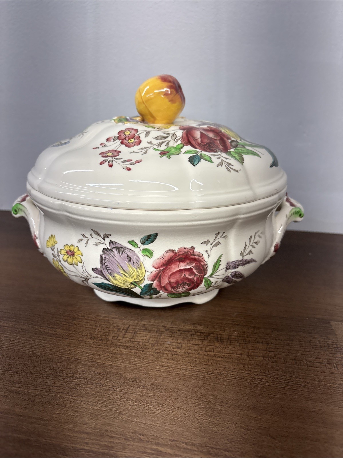 Vintage 1950s Copeland Spode Gainesborough Great Britain Floral & Fruit Tureen