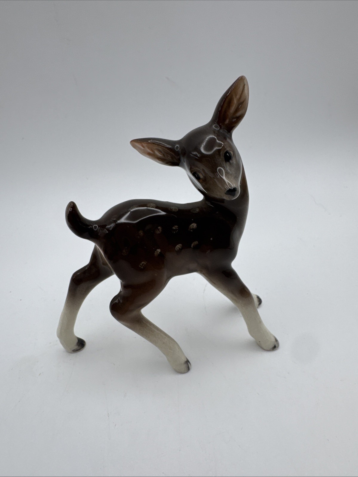 Vintage 50s Baby Deer Fawn Figurine Standing Spotted 4.5″ Woodland Holiday AS IS
