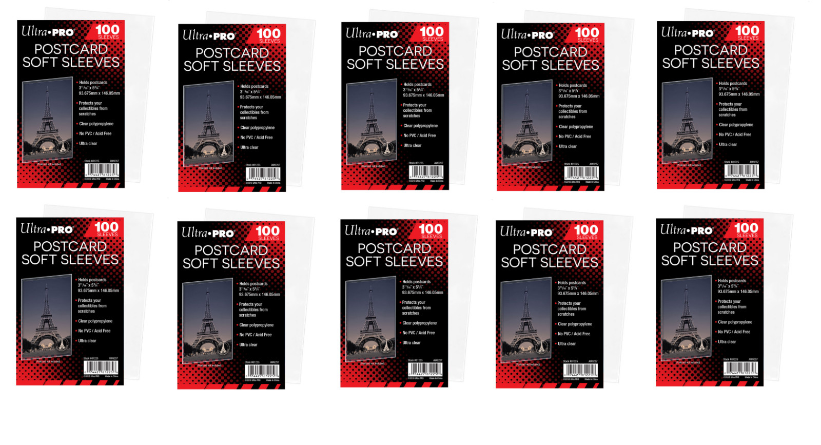 (1000 Count) Ultra Pro Postcard Sleeves Archival Safe (10 Packs) Acid/PVC Free