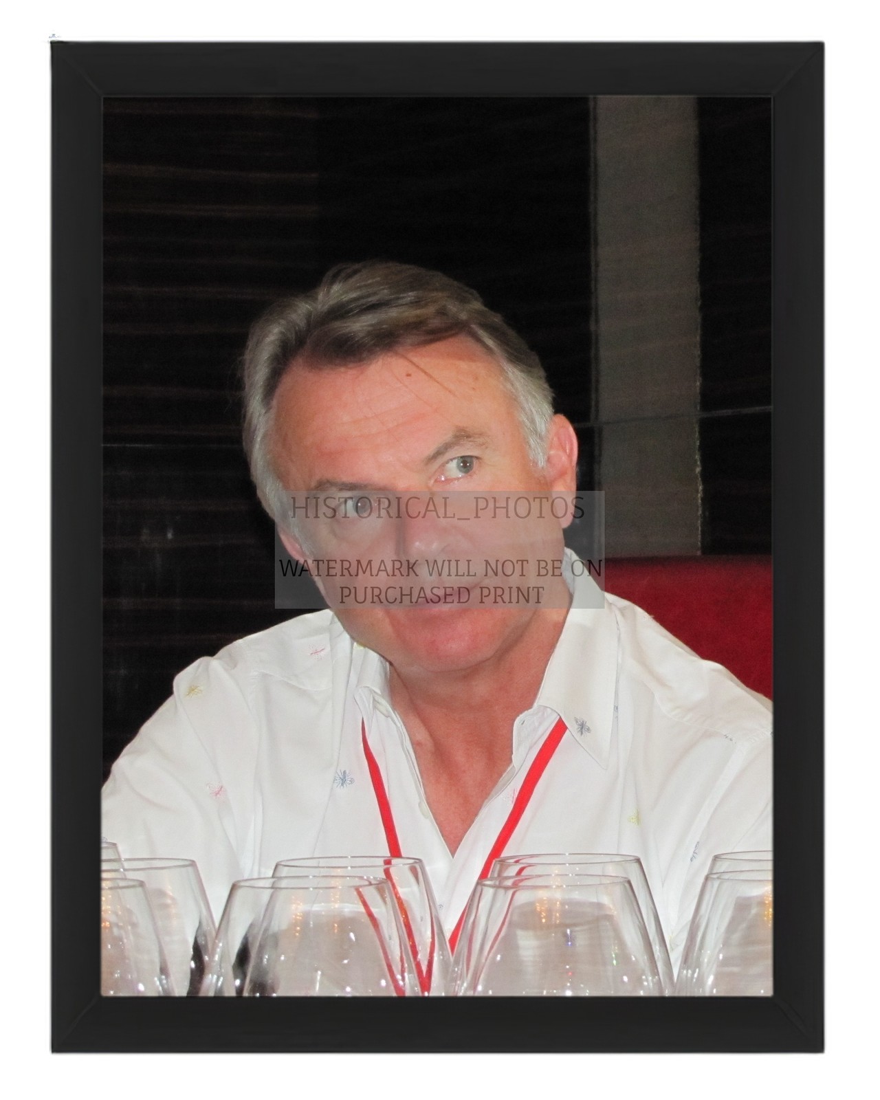 SAM NEILL WINE TASTING BURGHOUND ASIA SINGAPORE 2020 8X10 FRAMED PHOTO
