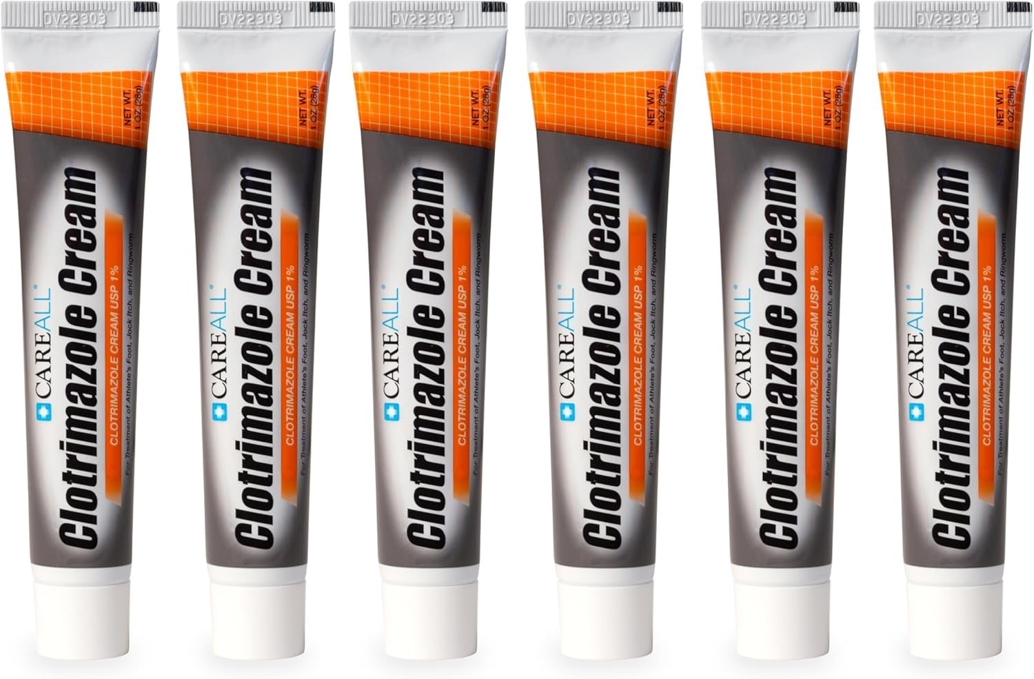 CareAll Clotrimazole Antifungal Cream 1% USP 1.0 oz. (6 Pack),Cures Most Athlete