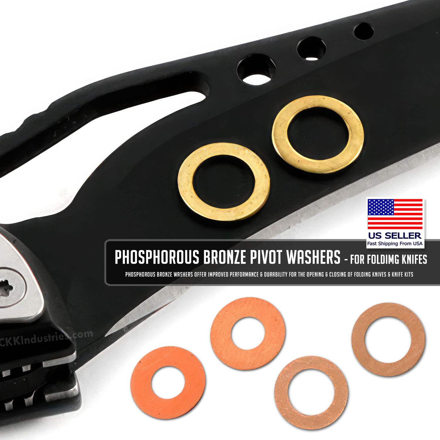 Phosphorous Bronze Pivot Washers for Folding Knives – Knife Making