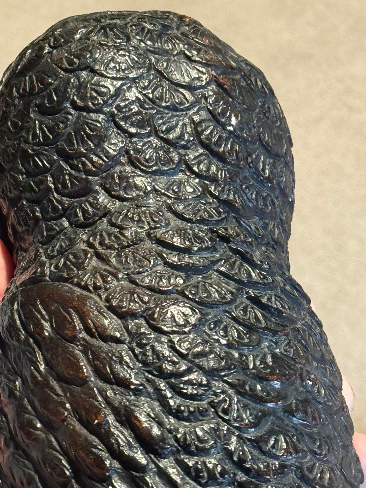 Tall, Vintage, Very Detailed One Piece, Owl Figure, Appears to be Molded Resin
