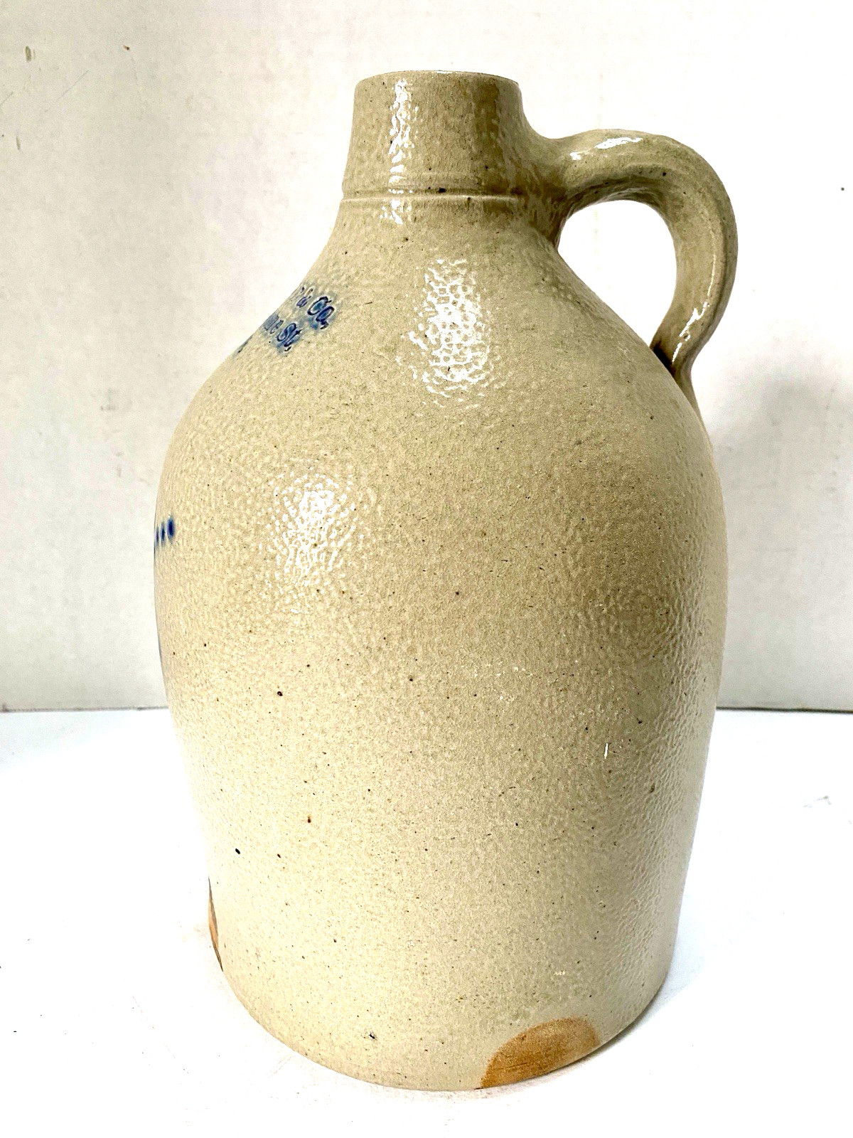 Vint. Stoneware Pottery Dean Foster & Co., 1 gal. Jug/Crock Cobalt Floral Design