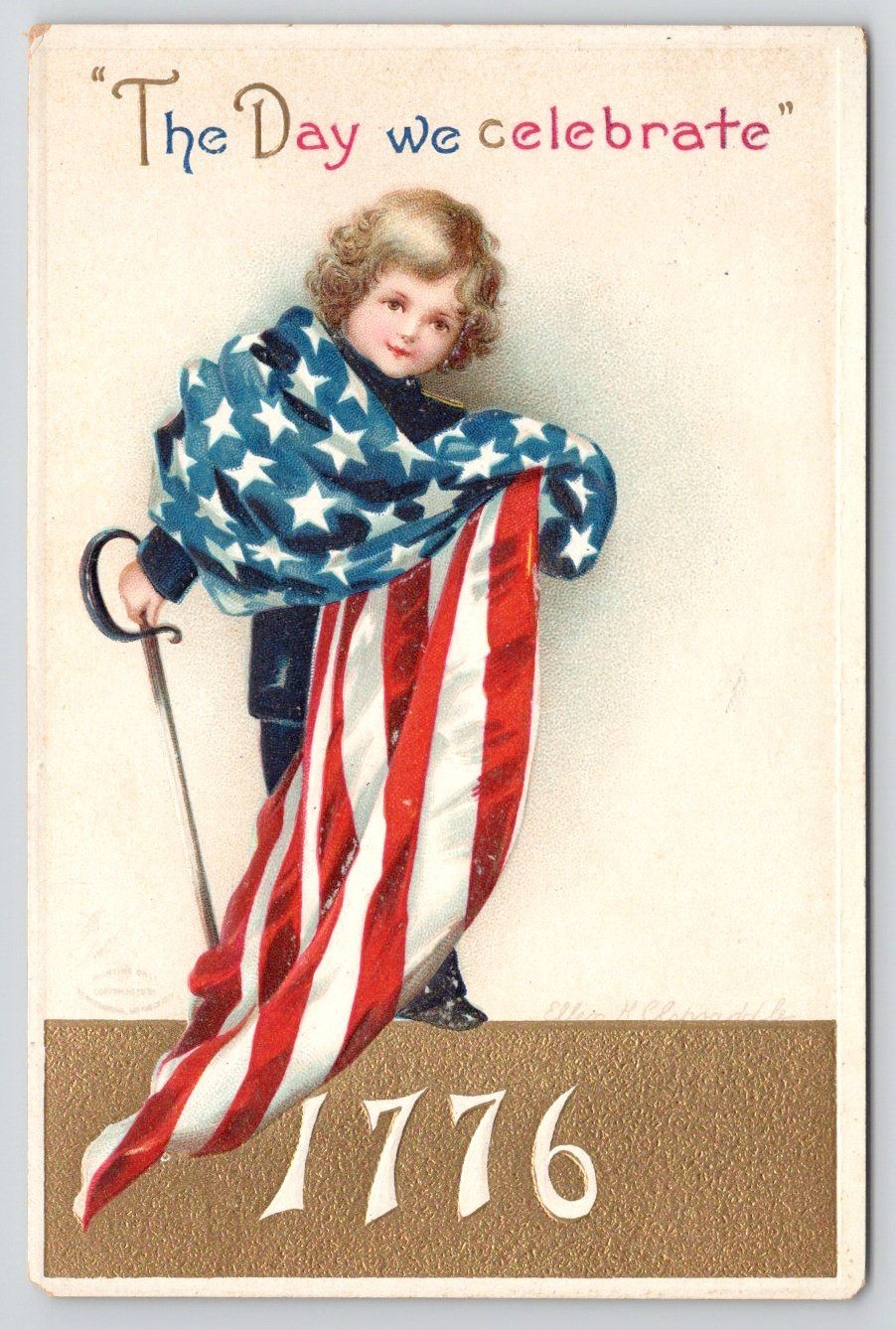The Day We Celebrate July 4th Patriotic Boy American Flag