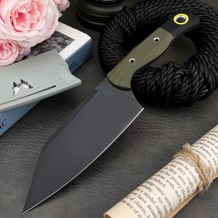 Station 4010BK Style Fixed Blade Kitchen Knife 6″ Clip Point D2 G10 Sheath