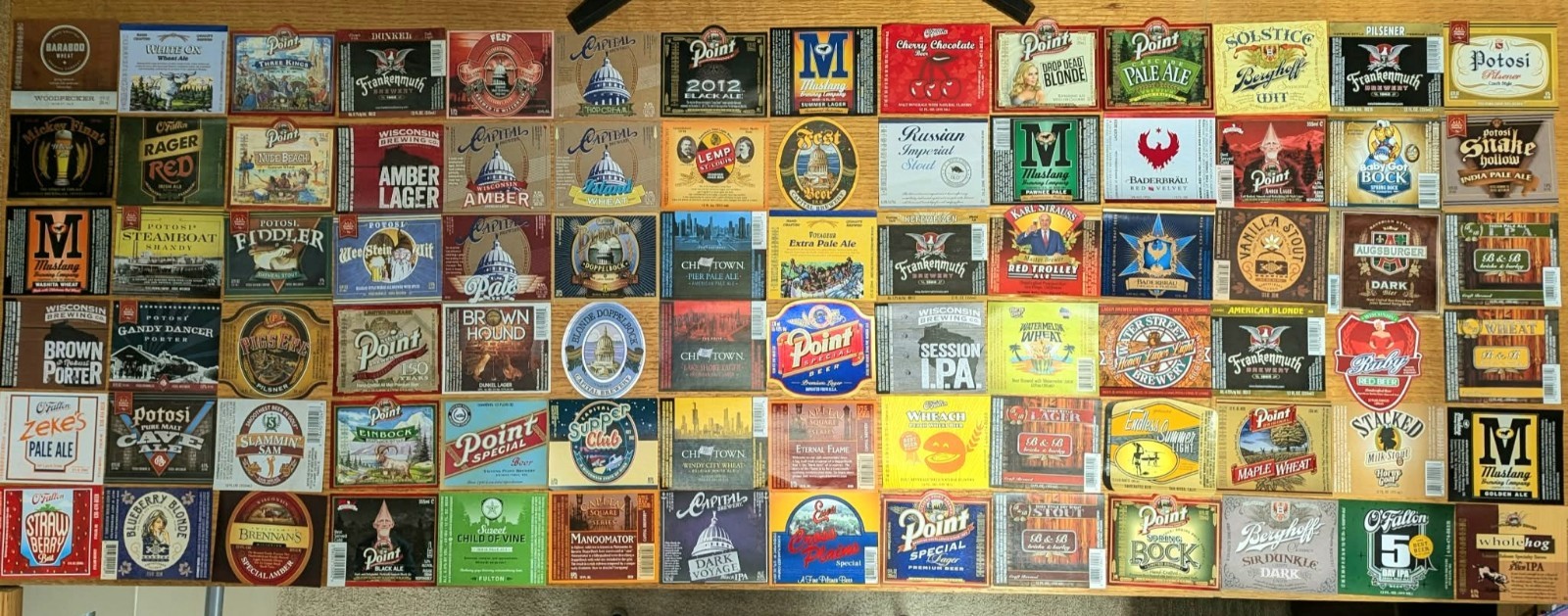 Lot of 100 Different Beer Labels Midwestern USA Variety Several Breweries