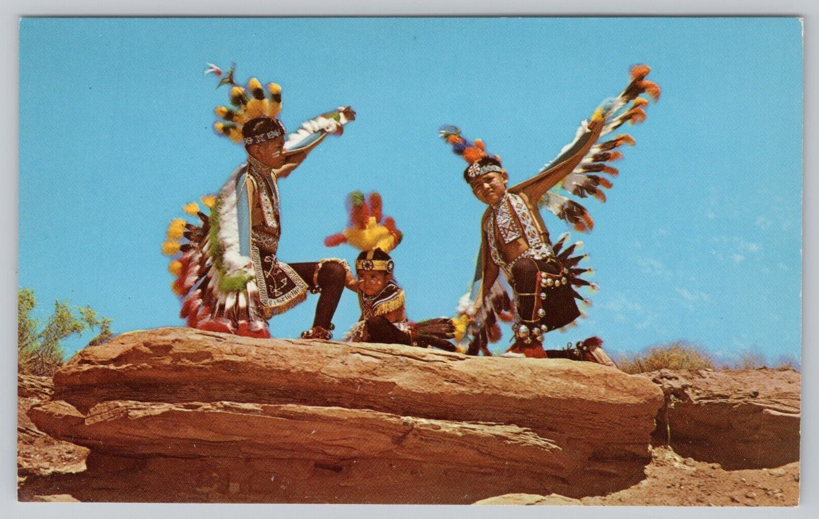 Postcard Navajo Boys Dressed For Eagle Dance Dexter Press Bob Taylor 1969