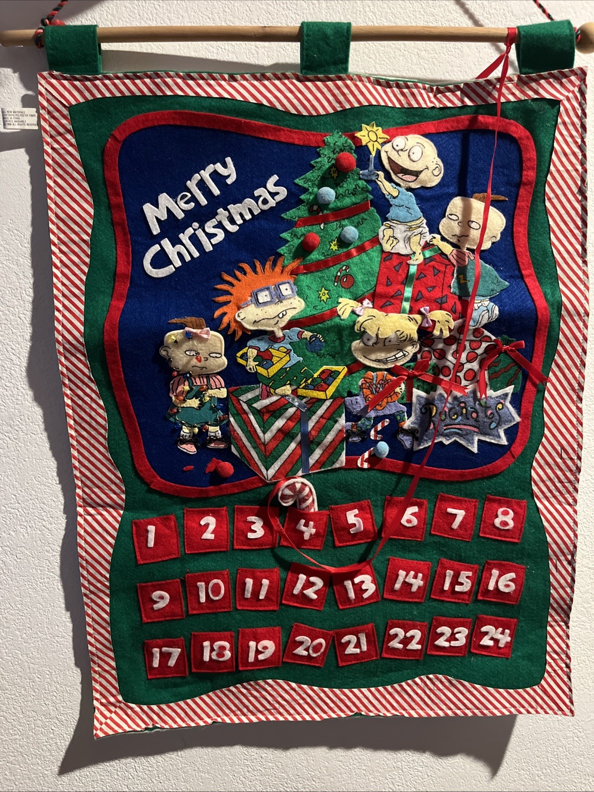 1999 RARE Rugrats Christmas Countdown Calendar Felt Hanger 23×18 See Photos