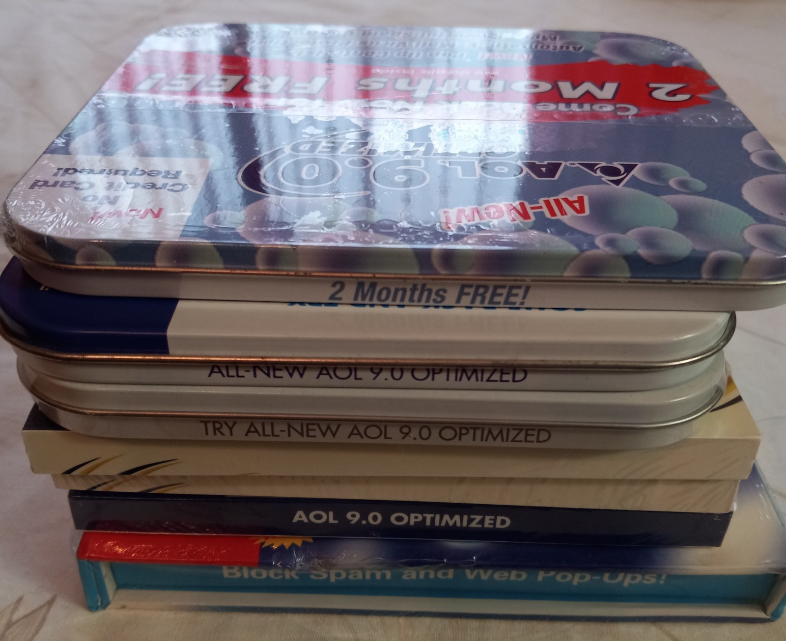 AOL disc, internet access, setup disk, 9.0 optimized, 1125, 1099 hrs. 2 months.
