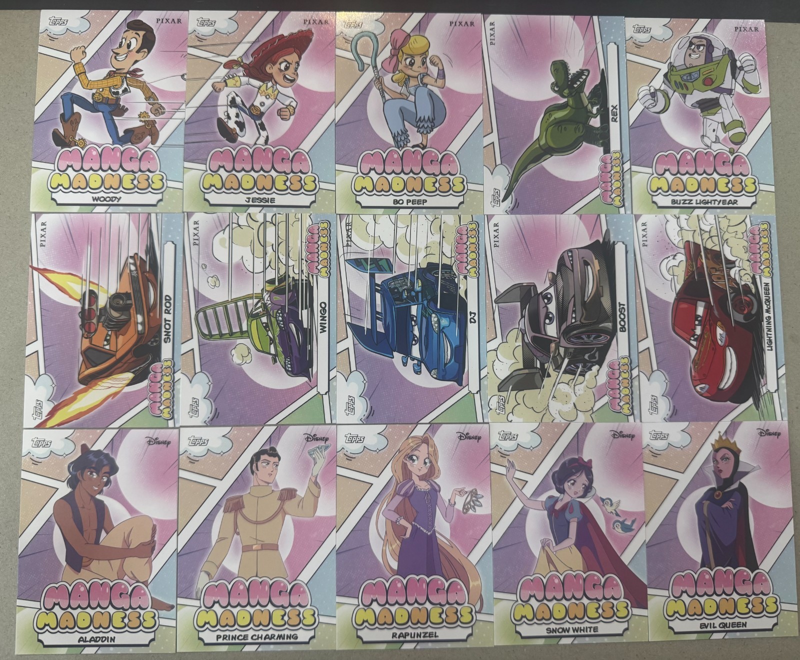 2026 Topps Disney Neon MANGA MADNESS Insert Complete Set 15 Cards