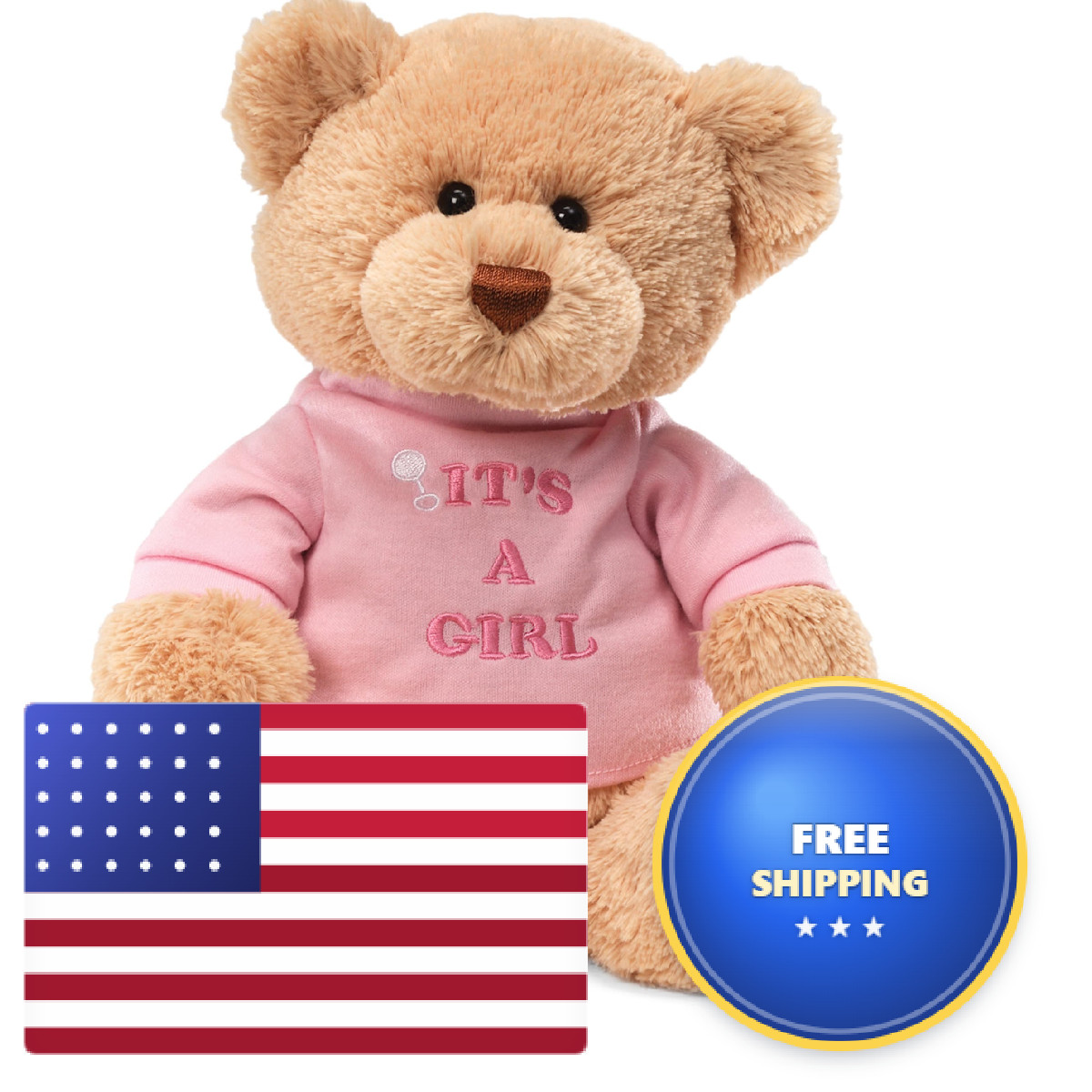 Gund Its A Girl Message Bear Pink T-Shirt Teddy Bear Stuffed Animal For Ages 1