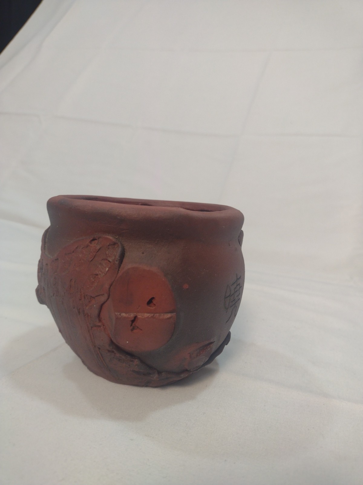 Hand Crafted/ Handmade Etched Small Clay Pot or Ash Tray